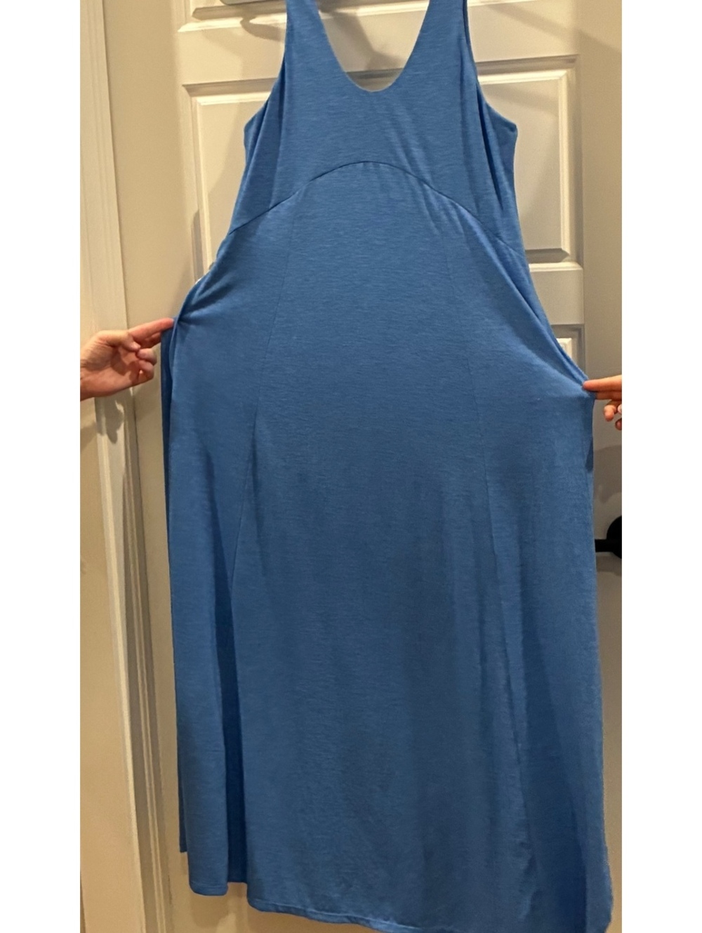 Halara Women’s Size L Blue Sleeveless Maxi Dress Stretch Side Slit Casual
